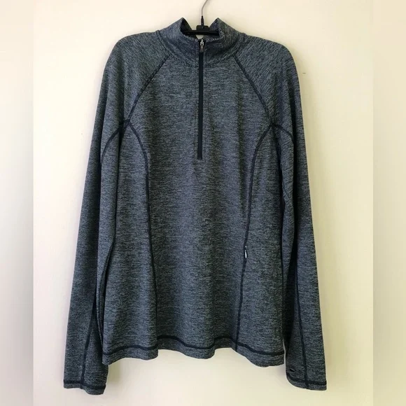 TEK GEAR DryTEK zippered athletic top w/thumb holes & hidden pocket in charcoal - Picture 3 of 10